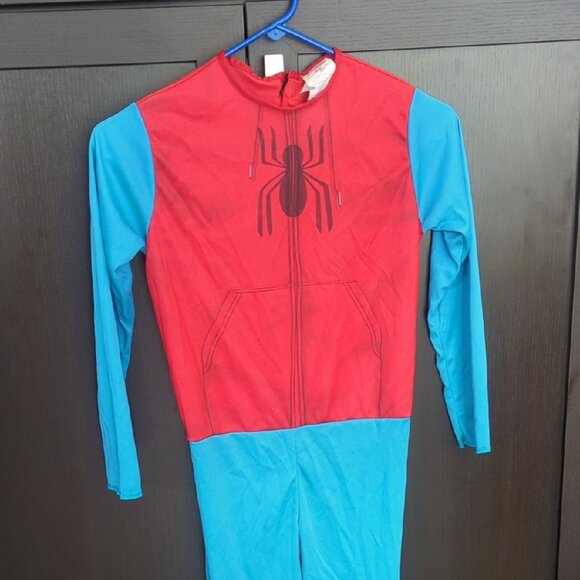 Kids Spiderman Jumpsuit Costume With Mask - Size M 8-10 NWT - Picture 2 of 3